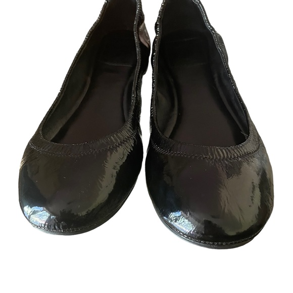 Tory Burch Eddie Ballerina Flat Black Patent Leather Size 7 - Picture 2 of 6
